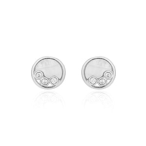 925 Sterling Silver Simple Cute Dog Paw Geometric Round Stud Earrings with Cubic Zirconia