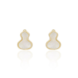 925 Sterling Silver Plated Gold Fashion Simple Gourd Shell Stud Earrings