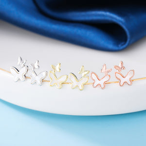 925 Sterling Silver Plated Gold Simple Fashion Butterfly Shell Stud Earrings