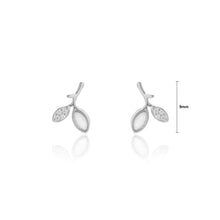 Load image into Gallery viewer, 925 Sterling Silver Fashion Simple Leaf Stud Earrings with Cubic Zirconia