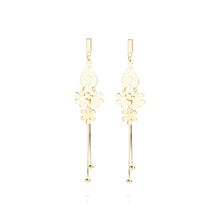 Load image into Gallery viewer, 925 Sterling Silver Plated Gold Leaf Flower Tassel Earrings