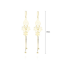 Load image into Gallery viewer, 925 Sterling Silver Plated Gold Leaf Flower Tassel Earrings