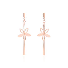 Load image into Gallery viewer, 925 Sterling Silver Plated Rose Gold Fashion and Elegant Flower Tassel Earrings