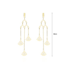 Load image into Gallery viewer, 925 Sterling Silver Plated Gold Fashion Simple Fan-shaped Tassel Earrings