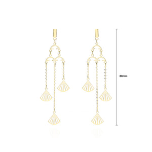 925 Sterling Silver Plated Gold Fashion Simple Fan-shaped Tassel Earrings
