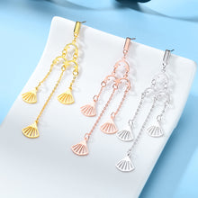 Load image into Gallery viewer, 925 Sterling Silver Plated Gold Fashion Simple Fan-shaped Tassel Earrings