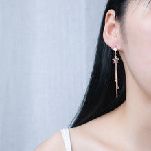 Load image into Gallery viewer, 925 Sterling Silver Plated Rose Gold Simple Fashion Star Tassel Earrings