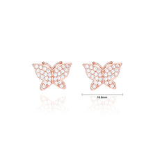 Load image into Gallery viewer, 925 Sterling Silver Plated Rose Gold Fashion Simple Butterfly Stud Earrings with Cubic Zirconia