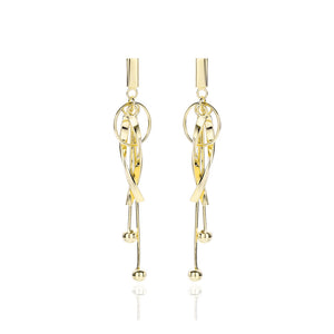925 Sterling Silver Plated Gold Fashion Temperament Geometric Tassel Earrings