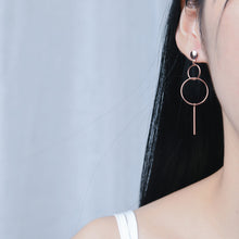 Load image into Gallery viewer, 925 Sterling Silver Plated Rose Gold Fashion Simple Geometric Circle Tassel Earrings