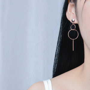 925 Sterling Silver Plated Rose Gold Fashion Simple Geometric Circle Tassel Earrings