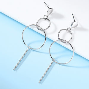 925 Sterling Silver Fashion Simple Geometric Circle Tassel Earrings