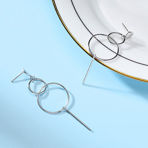 925 Sterling Silver Fashion Simple Geometric Circle Tassel Earrings