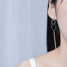 Load image into Gallery viewer, 925 Sterling Silver Plated Rose Gold Simple Temperament Geometric Circle Tassel Earrings
