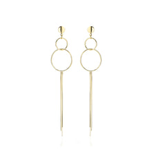 Load image into Gallery viewer, 925 Sterling Silver Plated Gold Simple Temperament Geometric Circle Tassel Earrings