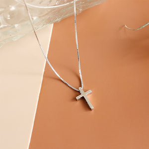 925 Sterling Silver Simple Classic Cross Pendant with Necklace