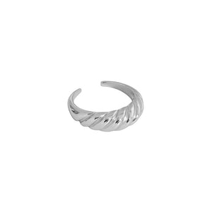 925 Sterling Silver Fashion Simple Twill Geometric Adjustable Open Ring