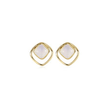 Load image into Gallery viewer, 925 Sterling Silver Plated Gold Simple Temperament Geometric Square Shell Stud Earrings