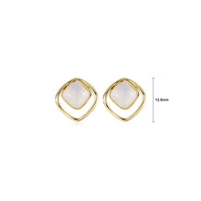 Load image into Gallery viewer, 925 Sterling Silver Plated Gold Simple Temperament Geometric Square Shell Stud Earrings