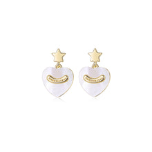 Load image into Gallery viewer, 925 Sterling Silver Plated Gold Simple Fashion Star Shell Heart Stud Earrings