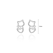 Load image into Gallery viewer, 925 Sterling Silver Simple and Cute Hollow Cat Heart Stud Earrings