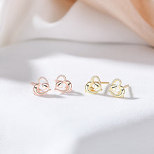 Load image into Gallery viewer, 925 Sterling Silver Plated Gold Simple Cute Dolphin Heart Stud Earrings