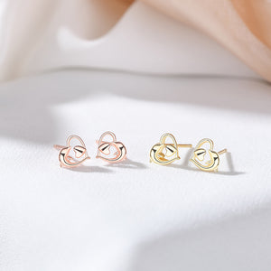 925 Sterling Silver Plated Gold Simple Cute Dolphin Heart Stud Earrings