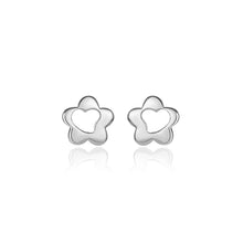 Load image into Gallery viewer, 925 Sterling Silver Simple and Fashion Hollow Heart-shaped Flower Stud Earrings