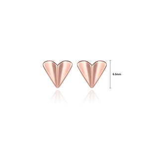 925 Sterling Silver Plated Rose Gold Simple Fashion Heart-shaped Stud Earrings
