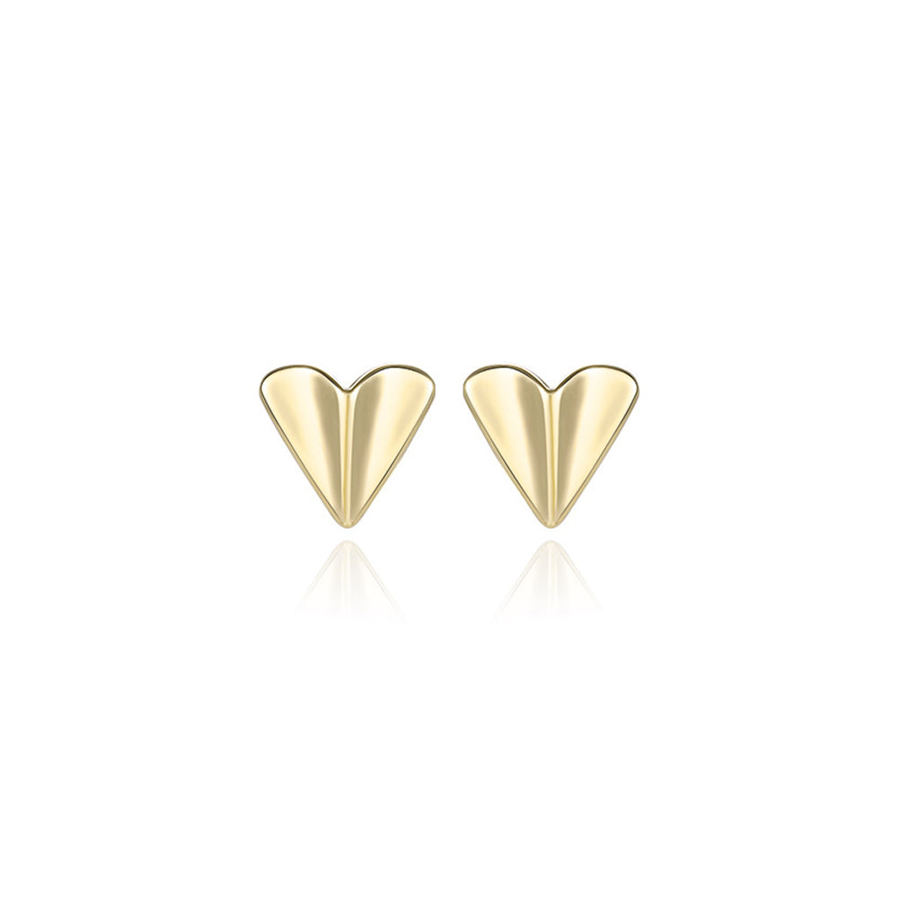 925 Sterling Silver Plated Gold Simple Fashion Heart-shaped Stud Earrings