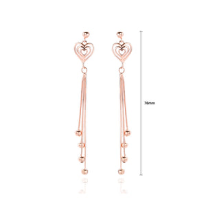 925 Sterling Silver Plated Rose Gold Fashion Simple Heart-shaped Tassel Earrings