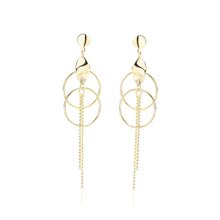 Load image into Gallery viewer, 925 Sterling Silver Plated Gold Fashion Simple Geometric Double Round Tassel Earrings