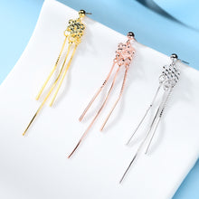 Load image into Gallery viewer, 925 Sterling Silver Plated Gold Fashion Simple Flower Tassel Earrings