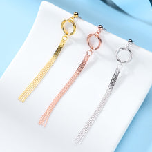 Load image into Gallery viewer, 925 Sterling Silver Plated Rose Gold Simple Temperament Geometric Circle Tassel Earrings