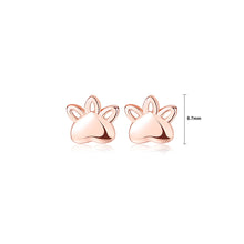 Load image into Gallery viewer, 925 Sterling Silver Plated Rose Gold Simple Cute Puppy Paw Stud Earrings