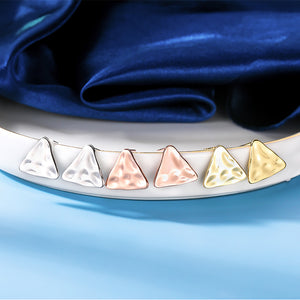 925 Sterling Silver Plated Gold Simple Personality Concave-convex Geometric Triangle Stud Earrings