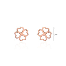 Load image into Gallery viewer, 925 Sterling Silver Plated Rose Gold Simple and Fashion Hollow Four-leafed Clover Stud Earrings
