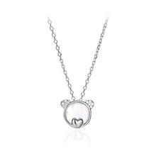 Load image into Gallery viewer, 925 Sterling Silver Simple Cute Bear Shell Pendant with Cubic Zirconia and Necklace