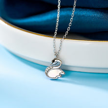 Load image into Gallery viewer, 925 Sterling Silver Simple and Elegant Swan Shell Pendant with Cubic Zirconia and Necklace