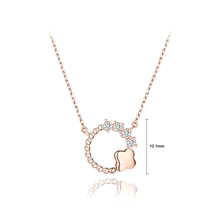 Load image into Gallery viewer, 925 Sterling Silver Plated Rose Gold Simple Fashion Flower Round Pendant with Cubic Zirconia and Necklace
