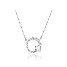 Load image into Gallery viewer, 925 Sterling Silver Simple Fashion Flower Round Pendant with Cubic Zirconia and Necklace