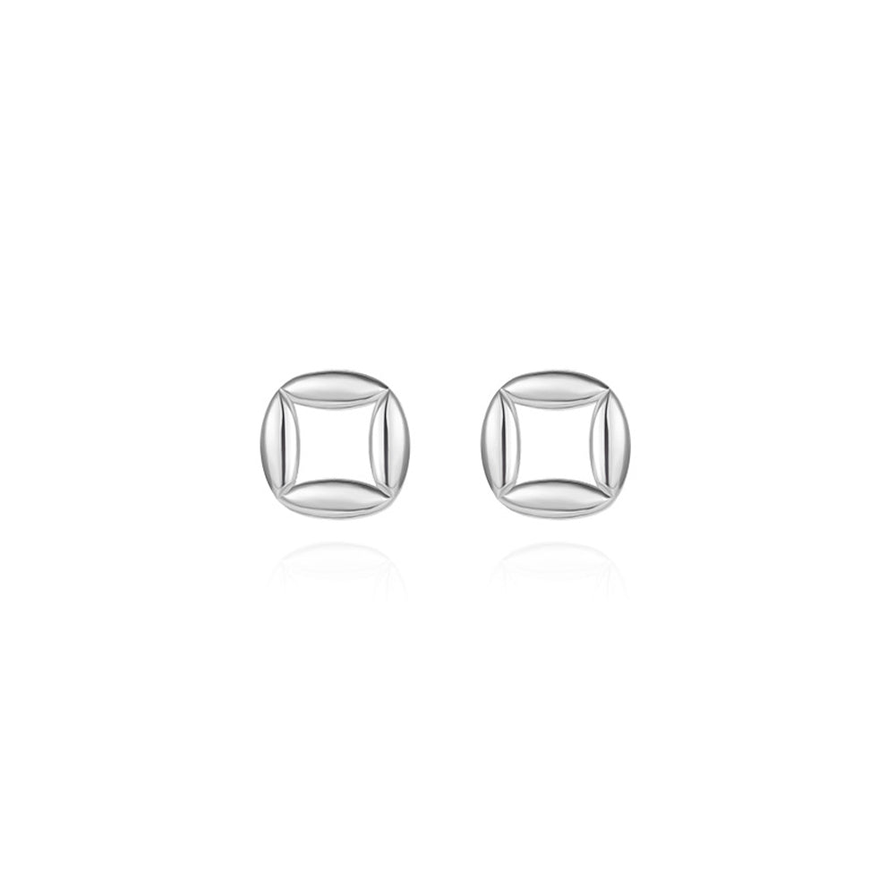925 Sterling Silver Simple Personality Coin Geometric Stud Earrings