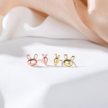 Load image into Gallery viewer, 925 Sterling Silver Plated Gold Simple Cute Carrot Rabbit Asymmetrical Stud Earrings