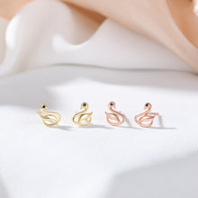 Load image into Gallery viewer, 925 Sterling Silver Plated Rose Gold Simple and Elegant Swan Stud Earrings with Cubic Zirconia
