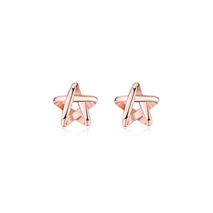 925 Sterling Silver Plated Rose Gold Simple Fashion Star Stud Earrings