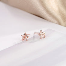 Load image into Gallery viewer, 925 Sterling Silver Plated Rose Gold Simple Fashion Star Stud Earrings