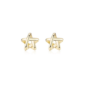 925 Sterling Silver Plated Gold Simple Fashion Star Stud Earrings