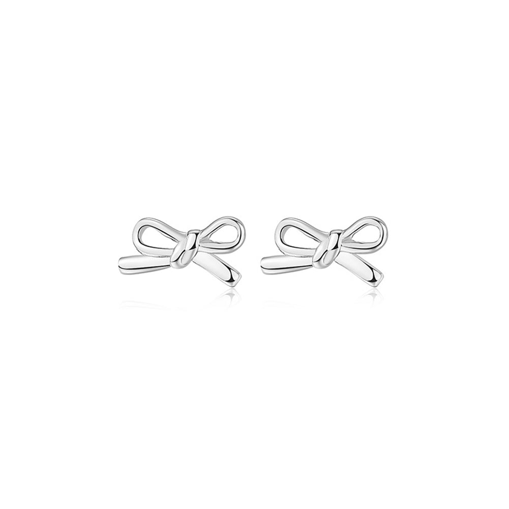 925 Sterling Silver Simple Fashion Ribbon Stud Earrings