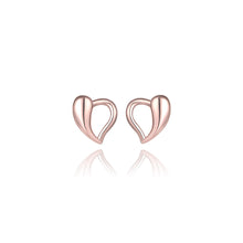 Load image into Gallery viewer, 925 Sterling Silver Plated Rose Gold Simple and Fashion Hollow Heart-shaped Stud Earrings