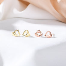 Load image into Gallery viewer, 925 Sterling Silver Plated Rose Gold Simple and Fashion Hollow Heart-shaped Stud Earrings